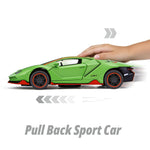 SASBSC Toy Cars for Boys Age 3-12 1/36 Small Diecast Metal Model Car Toys with Light and Sound Pull Back Sport Car for 3+ Years Old Kids Birthday (Green)