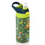 Soccer Water Bottle for Kids - 12oz Dinosaur Kids Water Bottle with Straw, Stainless Steel Tumbler, Insulated, Leak-proof, BPA-free, Pop-up Straw Lid, for School - Children Birthday Gift Cup(1pc)