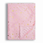 Donsonny Baby Blanket for Boys Girls Soft Minky with Double Layer Dotted Backing, Star and Moon Printed 30 x 40 Inch Receiving Blanket (Pink)