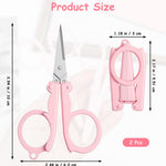 2Pcs Badge Reel Scissors, Cute Pink Foldable Mini Badge Scissors for School, Small Travel Portable with Safety Cap for Kids & Adult Scrapbooking Crafting Sewing Yarn, Kawaii Design
