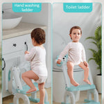 Potty Training Seat with Step Stool Ladder, Potty Training Toilet Seat with Soft Seat Splash Guard, Adjustable Height, 2 in 1 Potty Seats for Toddlers Kids Boys Girls