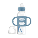 Dr. Brown's Milestones Narrow Sippy Spout Bottle with 100% Silicone Handles, Easy-Grip Handles with Soft Sippy Spout, 8oz/250mL, Black & Ecru, 2 Count (Pack of 1), 6m+