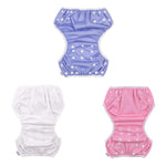 ALVABABY Swim Diapers 3pcs Reuseable Washable & Adjustable for Swimming Lesson & 0-2 Years Purple White Pink 3SWB17