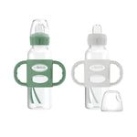 Dr. Brown's Milestones Narrow Sippy Spout Bottle with 100% Silicone Handles, Easy-Grip Handles with Soft Sippy Spout, 8oz/250mL, Black & Ecru, 2 Count (Pack of 1), 6m+