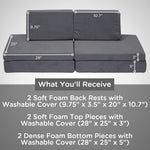 Children's Factory The Whatsit Modular Kids Couch, Toddler Sofa Bed, Modular Play Couch, Gray