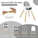 BABY JOY Convertible Baby High Chair, 3 in 1 Highchair w/Adjustable Legs, Dishwasher Safe Tray, Detachable PU Cushion, Footrest, 5-Point Harness for Babies Infants Toddlers (Gray)