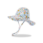 pureborn Baby Girl Sun Hat Infant Girl's Bucket Hat Cotton Sun Protection Cap 0-3 Months Floral Blue