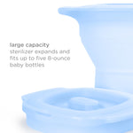 Ubbi Collapsible Microwave Steam Sterilizer for Baby Bottles, Breast Pump Accessories & Pacifiers, Reusable Silicone Steam Bag for Travel or Home Use, Fits Up to 5 Baby Bottles, Blue