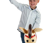 TOSAMZOO 3-Piece Inflatable Funny Stick Horse Toy Set for Kids - Brown (37 Inch)