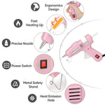 ROMECH 20W Mini Hot Glue Gun with 30 Glue Sticks Set, Fast Preheating Hot Glue Gun Kit Heavy Duty Gluegun for Craft, DIY, Repairs (Pink)