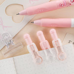 Anxiaoxuan Cute Pink Bunny Mini Gel Pens, Kawaii Rabbit Short Small Pocket Pens, Retractable Click Changeable Images, Tiny Pens Black Ink for Girls, Women, Wallet, Notebook, Set of 8PCS, Bunny