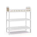 Storkcraft Pasadena Changing Table with Water-Resistant Changing Pad (White with Driftwood) - GREENGUARD Gold Certified, Includes Bonus Water-Resistant Changing Pad with Safety Strap, 2 Open Shelves