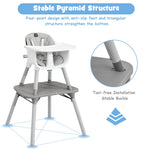 BABY JOY High Chair, 5 in 1 Convertible Highchair for Babies & Toddlers | Booster Seat | Table and Chair Set | Infant Feeding Chair with Removable Tray, Safety Harness, Removable Cushion (Gray)