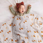 upsimples Baby Swaddle Blanket Unisex Swaddles Wrap Soft Silky Muslin Neutral Receiving Blankets for Boys and Girls, Large 47 x 47 inches, Set of 4 - Sika Deer/Elephant/Lion/Fox