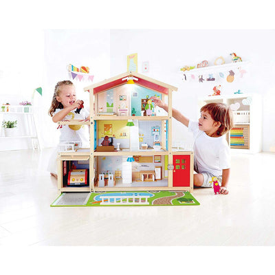 Hape Doll Family Mansion| Award Winning 10 Bedroom Doll House, Wooden Play Mansion with Accessories for Ages 3+ Years