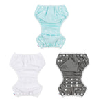 ALVABABY Baby Swim Diapers 3pcs One Size Reuseable Washable & Adjustable for Swimming Lesson & Blue Gray White 3SWY18