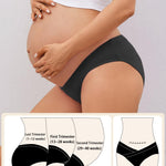 Molasus Cotton Crossover Maternity Underwear Under Bump Pregnancy Bikinis Panties Pack of 6,Black,Small