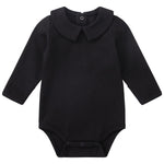 pureborn Baby Boys Girls Bodysuit Halloween Long Sleeve Peter-pan Collar Cotton Romper Spring Fall Bodysuit Black 3-6 Months