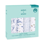 aden + anais Swaddle Blanket, 100% Organic Cotton Muslin Blankets for Girls & Boys, Baby Receiving Swaddles, Ideal Newborn & Infant Swaddling Set, 4 Pack, Outdoors