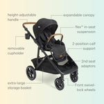 Joie Chive Single-to-Double Modular Stroller, 20+ Customizable Modes, Suspension & All-Terrain Rubber Wheels, Expandable UPF 50+ Canopy (Thunder)