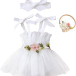Renotemy Newborn Baby Girl Lace Romper Infant Summer Boho Flower Tulle Dress Party Gifts Newborn Photography Outfits