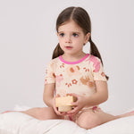pureborn Toddler Viscose From Bamboo Pajamas Set Pjs - Little Girl Short Sleeve Snug Fit Soft Sleepwear 2pcs Animal Flower 2T