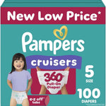Pampers Diapers - Cruisers 360 - Size 5, 128 Count, Babyproof up to 100% Leakproof Pull-On Diaper