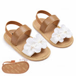 Yibubu Baby Girl Flower Sandals Soft Sole Infant First Walker Shoes, Cute Toddler Summer Sandals with 3D Chiffon Flowers & Elastic Heel Strap for Newborn 0-6 6-12 12-18 Months (6349BW, Infant, Women, 18 Months, Age, US Footwear Size System, 6 Months, Medi