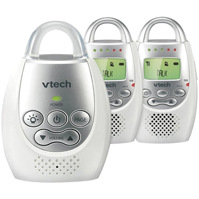 Three Vtech baby monitors on a white background