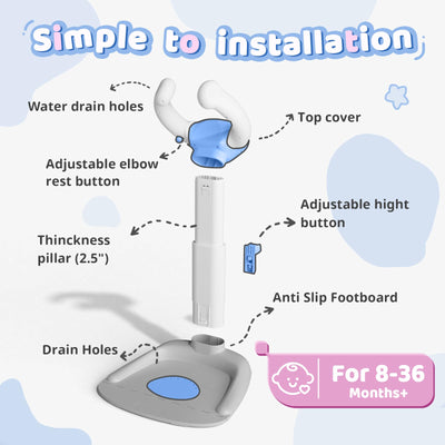 COOSEYA Baby Bath with Shower Stand Support|Anti-Pinch Soporte para Bañera de Bebé Adjustable Shower Tower and Anti-Slip for Toddler Standing Up Themselves,Ideal Gift for Infants 6-36 Months
