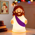 Jesus Night Light Rechargeable Bedside Night Light Dimmable Silicone LED Light Ideal for Religious Gatherings, Gifts for Sunday School, Baptism Presents, Easter Egg Decorations (Blue)