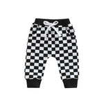 Toddler Baby Boy Girl Checkerboard Plaid Pants Elastic Waist Casual Trousers Spring Summer Fall Winter Long Pants (A-Black, 6-12 Months)