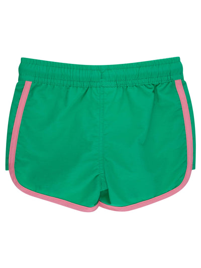 RuffleButts Girls UPF50+ Cover-Up Board Shorts - Bright Green, 2T