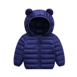 XMWEALTHY Baby Boys Girls Winter Coats Toddler Light Puffer Down Jacket Infant Kids Bear Hoods Padded Outwear Drak Blue 3T