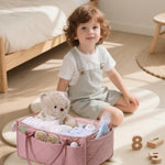 CEI-CEI Baby Diaper Caddy Organizer Large Nursery Storage Basket with Removable Dividers for Newborn Essentials,Changing Table and Car Organizer for Baby Diaper Storage,Baby Shower Gifts（Baby Pink）