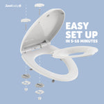 Quick Flip Toilet Seat with Built-in Potty & Splash Guard for Toddler Training, Slow Close - Jool Baby (Elongated)
