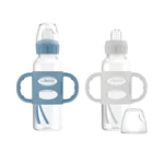 Dr. Brown's Milestones Narrow Sippy Spout Bottle with 100% Silicone Handles, Easy-Grip Handles with Soft Sippy Spout, 8oz/250mL, Black & Ecru, 2 Count (Pack of 1), 6m+