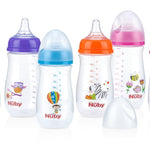 Nuby Wide Neck Bottle with Anti-Colic Air System, Colors/Prints May Vary, 1 Pack of 1 Bottle