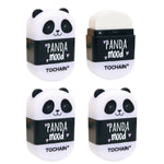 4 Pcs Cute Pencil Sharpener & Eraser 2-in-1 Cartoon Panda Pencil Sharpener Small Manual Sharpeners Kawaii Plastic Sharpeners School Office Supplies Sharpener for Girls Women (Panda)