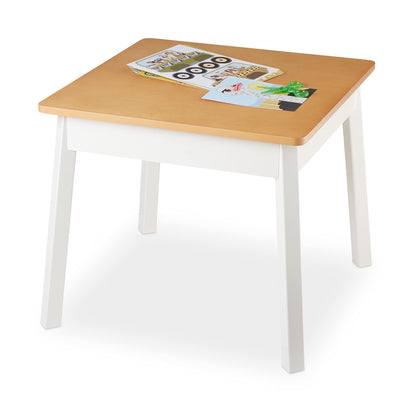 Melissa & Doug Wooden Square Table – Kids Furniture for Playroom (Natural/White)