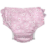 i play. by green sprouts Reusable, Eco Snap Ruffled Swim Diaper with Gussets, UPF 50, 12 mo, Light Pink Small Blossoms, Patented Design, STANDARD 100 by OEKO-TEX Certified