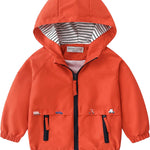 Volunboy Toddler Boys Windbreaker Casual Outerwear Kids Lightweight Zip Hooded Jacket Baby Cute Dust Coat