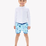 RuffleButts UPF50+ Sun Protective Unisex Long Sleeve Full Zip Rash Guard - White, 3-6m
