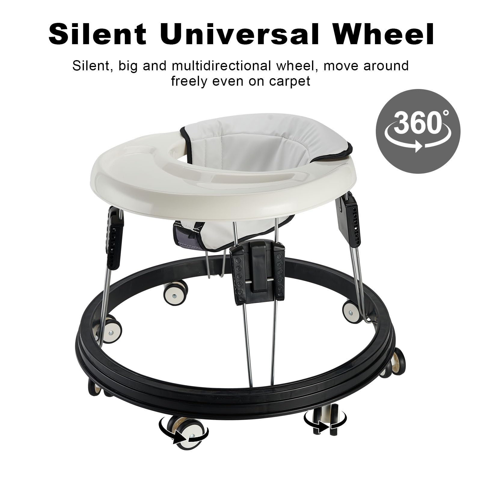 The Foldable Baby Walker, Suitable for 66-80cm Height Wheeled Baby boy and Girl Walker, Mute Anti-Rollover Baby Walker, Avoid Bicycle Rollover, Foldable Baby Chair
