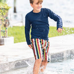 RuggedButts® Baby/Toddler Boys Navy Long Sleeve UPF 50+ Sun Protective Rash Guard Surf Swim Shirt - 6-12m