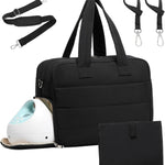 Diaper Bag with Breast Pump Laptop Compartment, Puffer Quilted Tote Bag with Baby Changing Pad Stroller Buckle Straps