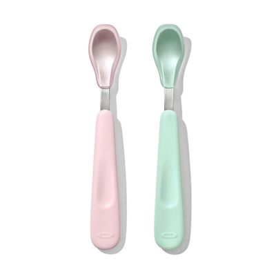 OXO TOT Feeding Spoon Set W Soft Silicone Opal and Blossom