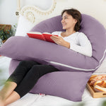 Meiz U Shaped Pregnancy Pillows for Sleeping, 65" Maternity Pillow for Full Body Support, Cooling Pregnancy Pillow with Jersey Cover, Purple