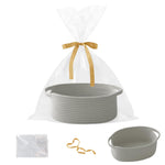 Gift Basket with Gift Bag and Ribbons,Small Rope Woven Shelf Storage,Baskets for Gifts Empty,Birthday,Shower,Decorative Organizer Box for Cat Dog Pet with Handles(White)