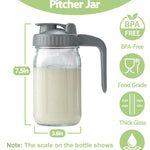 32oz Glass Pitcher with Lid & V-shaped Pour Spout - 1 Quart Breastmilk Pitcher Double Leak Proof, Creamer Container for Sun Tea, Juice, Cold Brew Coffee, Breastmilk Storage Container